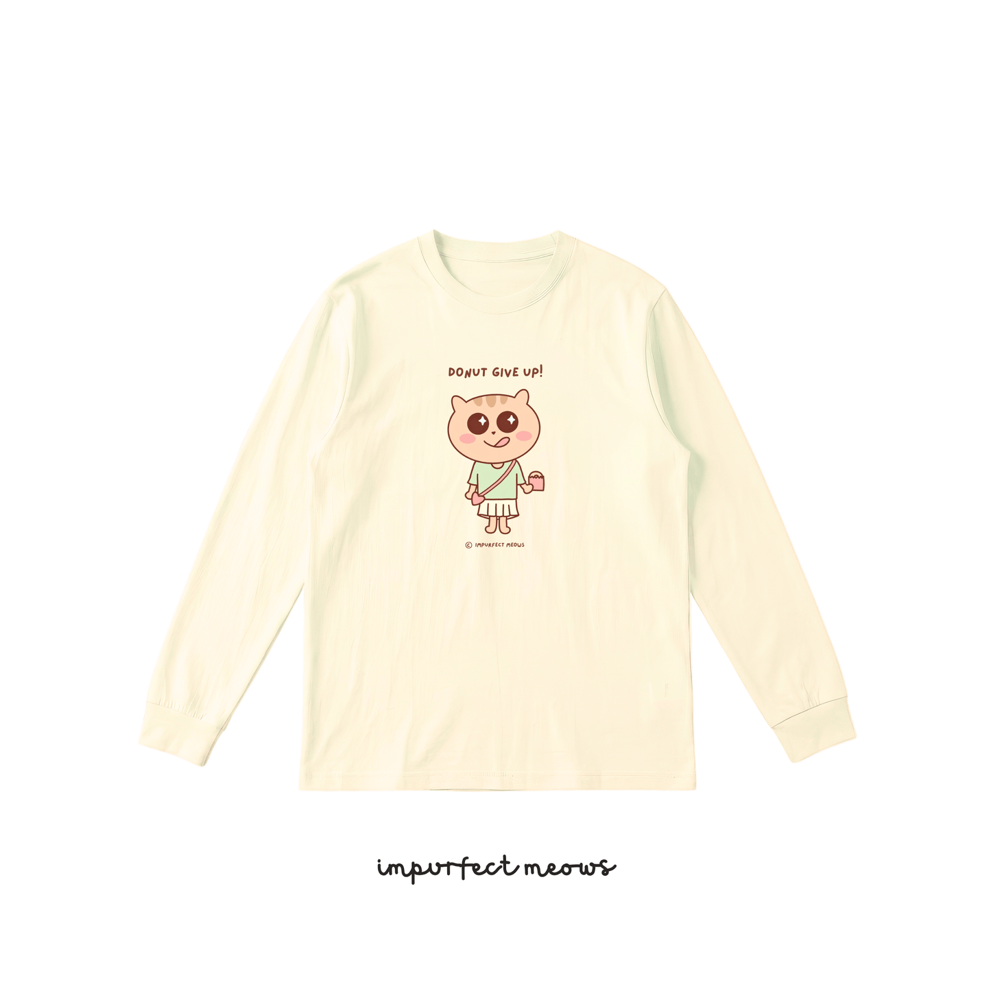 Donut Give Up Long Sleeve Crew Neck
