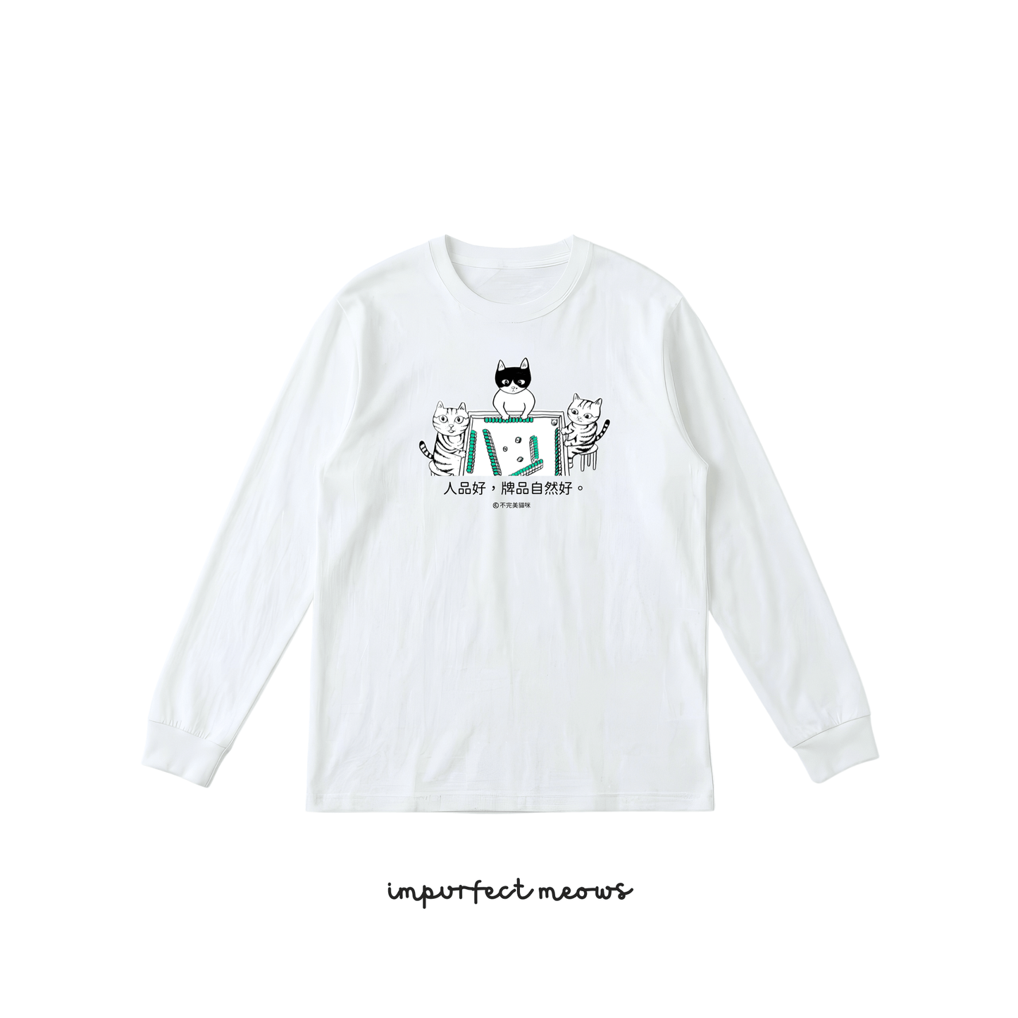 Mahjong Cats Long Sleeve Crew Neck