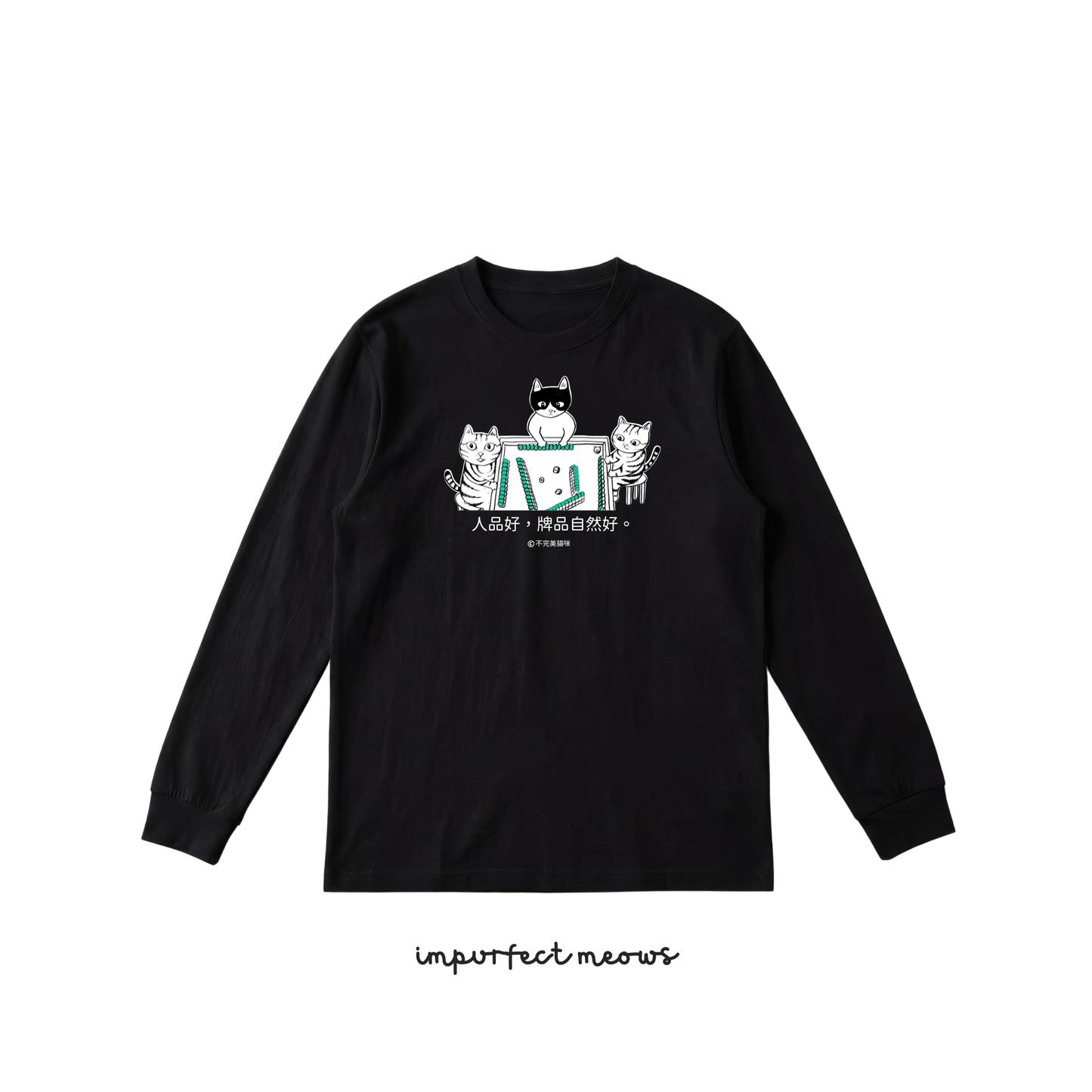 Mahjong Cats Long Sleeve Crew Neck
