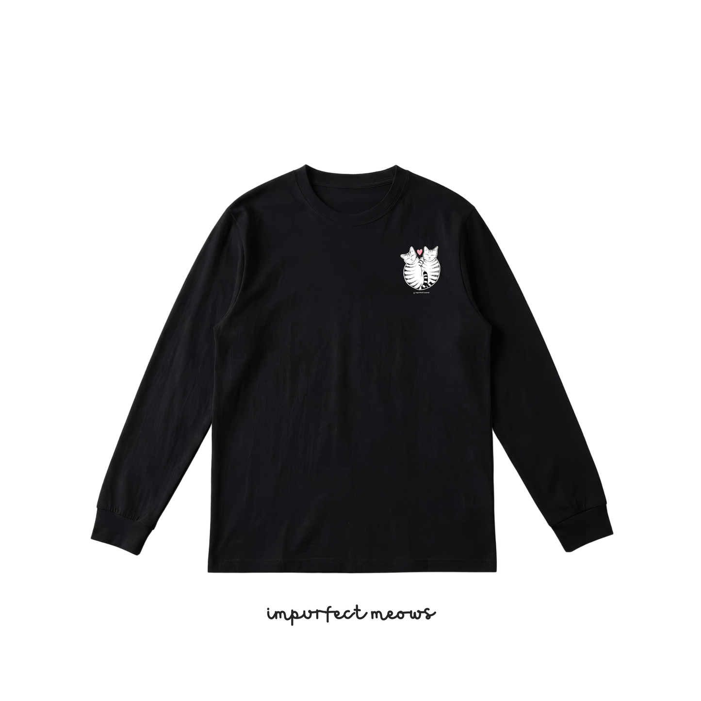 Heart Cats Long Sleeve Crew Neck